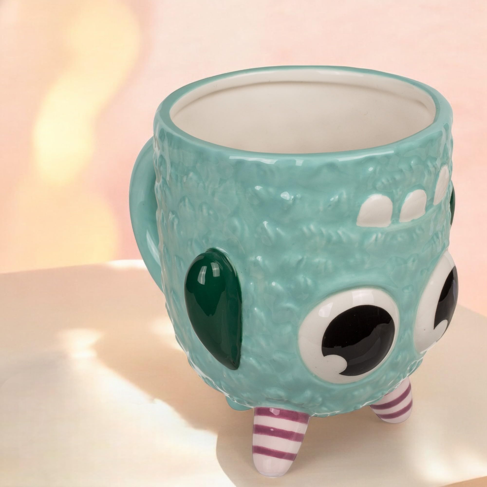 Tazza da caffè con manico, tazza da tè – Upside-Down Mug – Tazza rovesciata in ceramica, ca. 400 ml (Monster Blu)