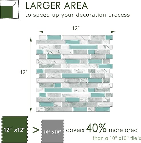 Miniatura 5 de STICKGOO Peel and Stick Tile Backsplash for Kitchen, 12×12Stick on Backsplash, Self Adhesive Tile for Kitchen Backsplash and Bathroom(10 Sheets,