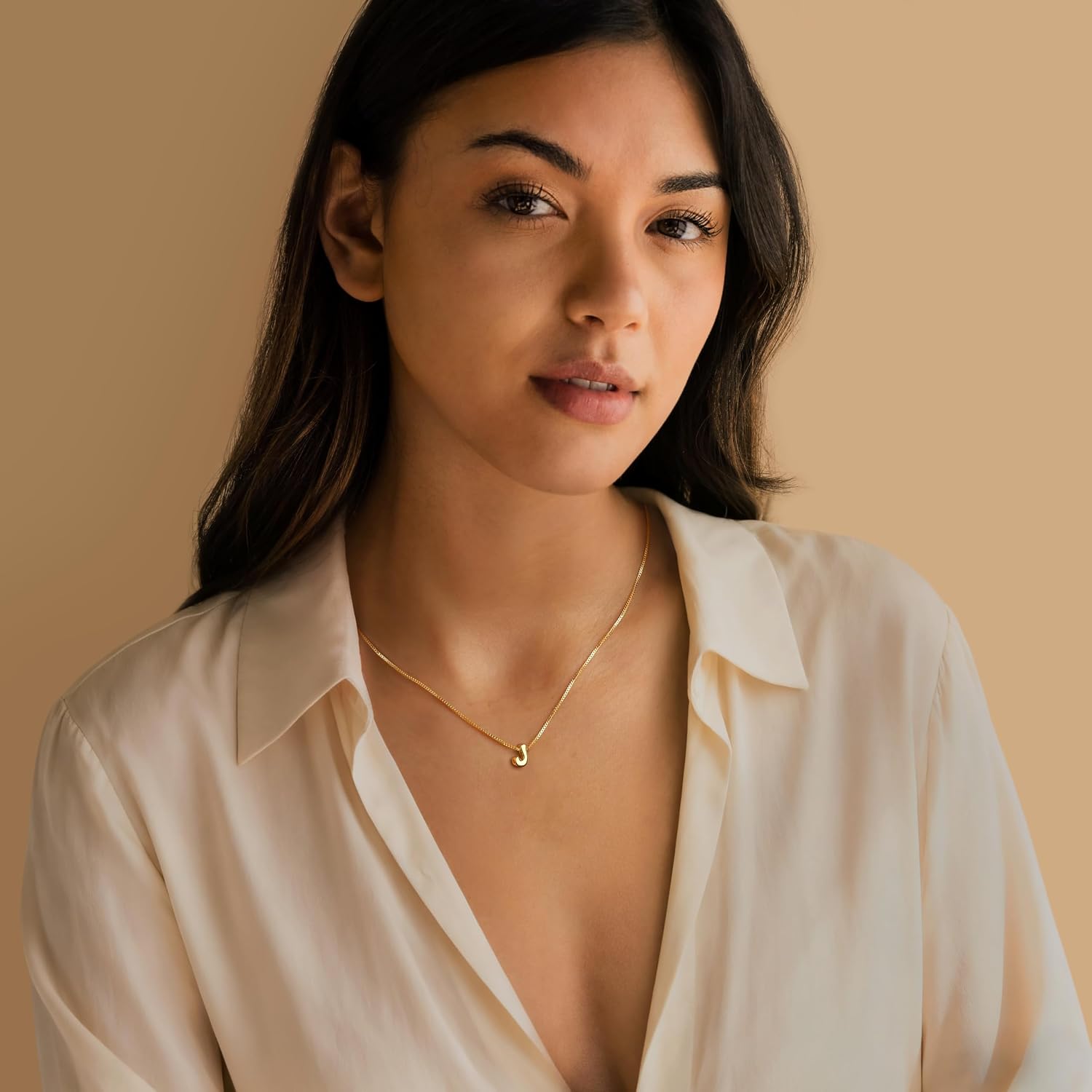 Bubble Gold Initial Necklaces for Women,14K Gold Plated A-Z Initial Necklaces for Women, Chunky balloon letter name Pendant Necklace Fashion Jewelry Gifts image 3