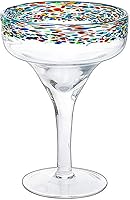 Vista 1 de Vasos Margarita – Juego de 4 – Margaritas de confeti sopladas a mano de lujo, cócteles, agua, vino, postre, Martini y Champagne Cinco de Mayo