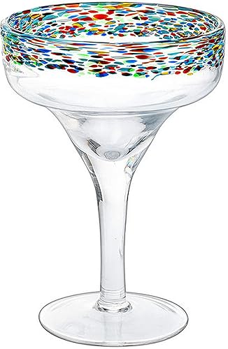 Vista 15 de Vasos de Margarita sin tallo – Juego de 4 – 6oz de lujo soplado a mano confeti Margaritas, Martini, cócteles, agua, vino, postre y champán