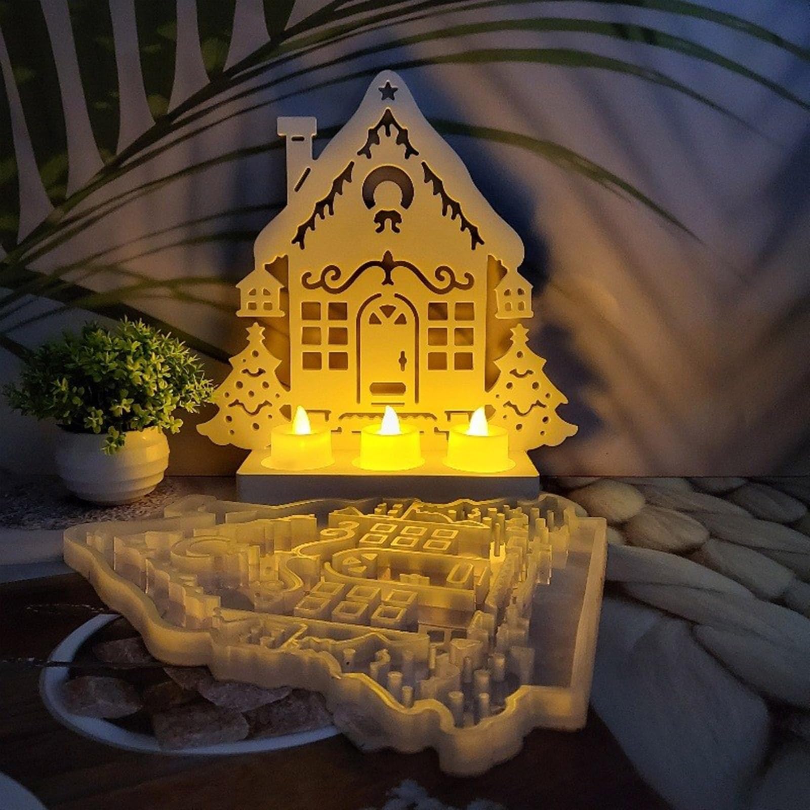 8 portacandele in silicone a tema natalizio per resina epossidica, portacandele, supporto, stampi per decorazioni natalizie