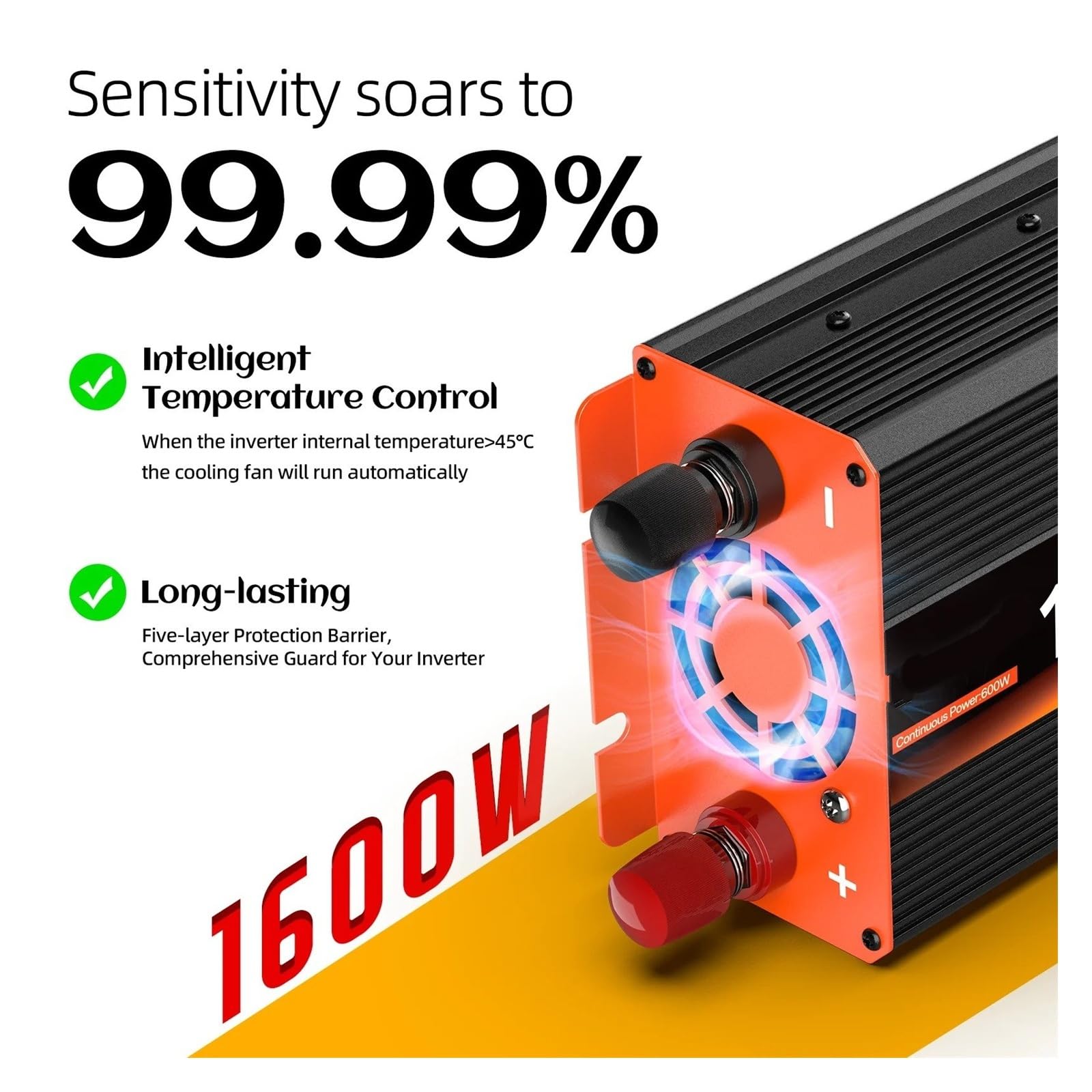 Inversor Corriente Coche Potencia Máxima 1600W Inversor Onda Sinusoidal para Pura CC 12V Ca 220V 230V Europeo Electrodomésticos Viaje RV Protección Pantalla LCD