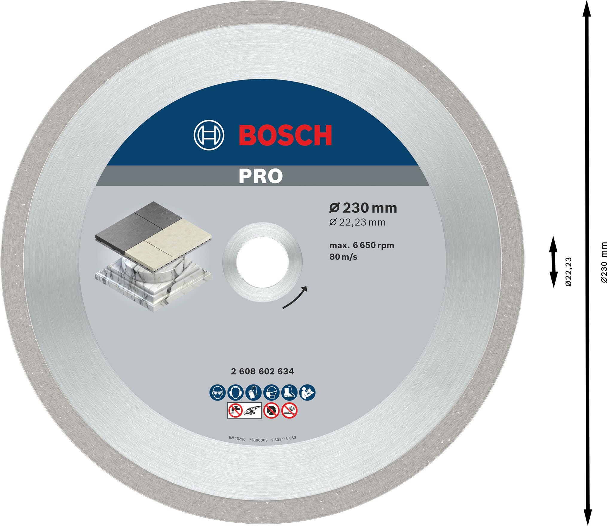 Bosch 2 608 602 634 - Disco de corte de diamante Best for Ceramic - 230 x 22,23 x 2,4 x 10 mm (pack de 1)