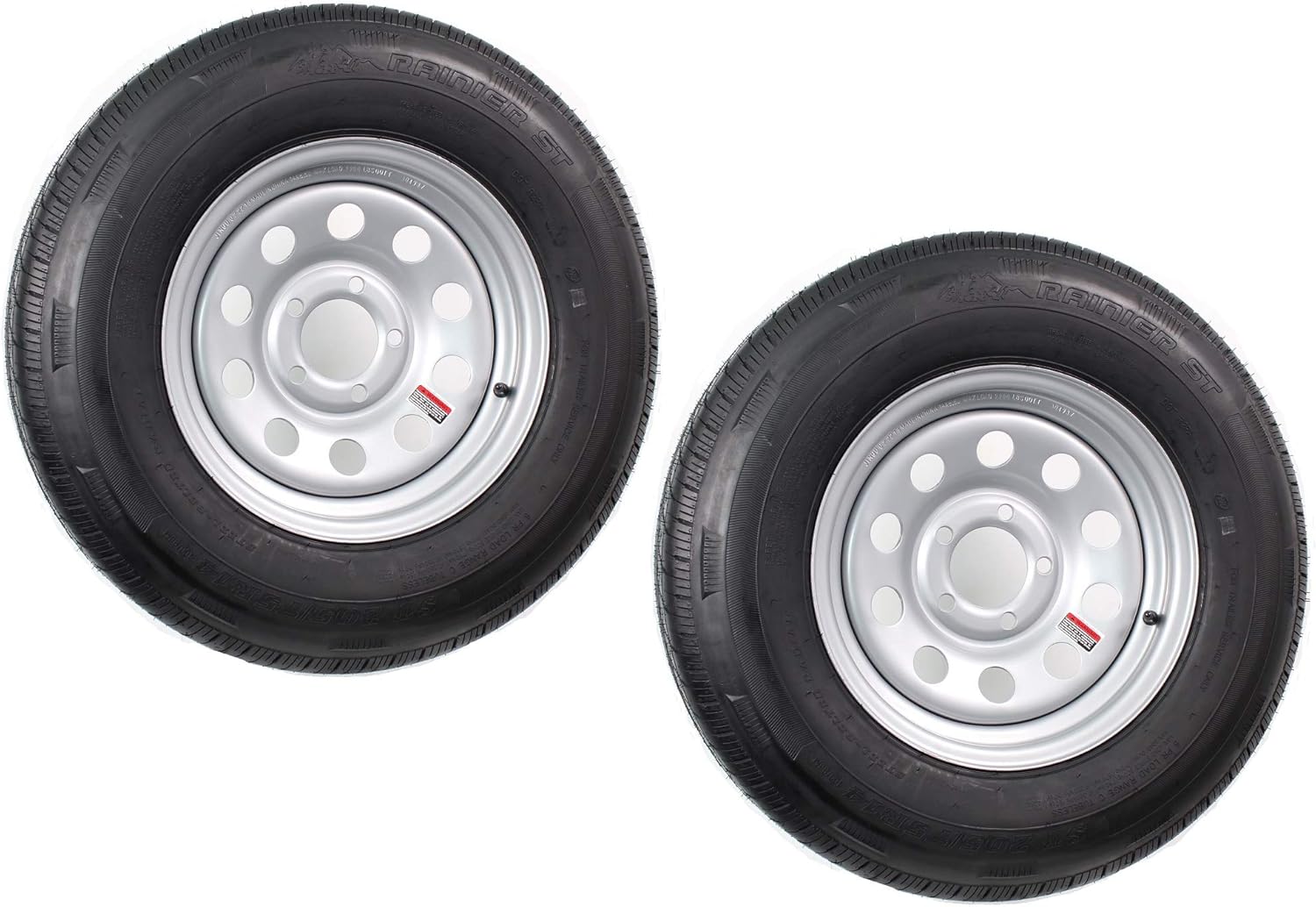 eCustomrim 2-Pack Radial Trailer Tire On Rim ST205/75R14 14 Inch 5 Lug Silver Grey Wheel - 6 Year Warranty w/Roadside