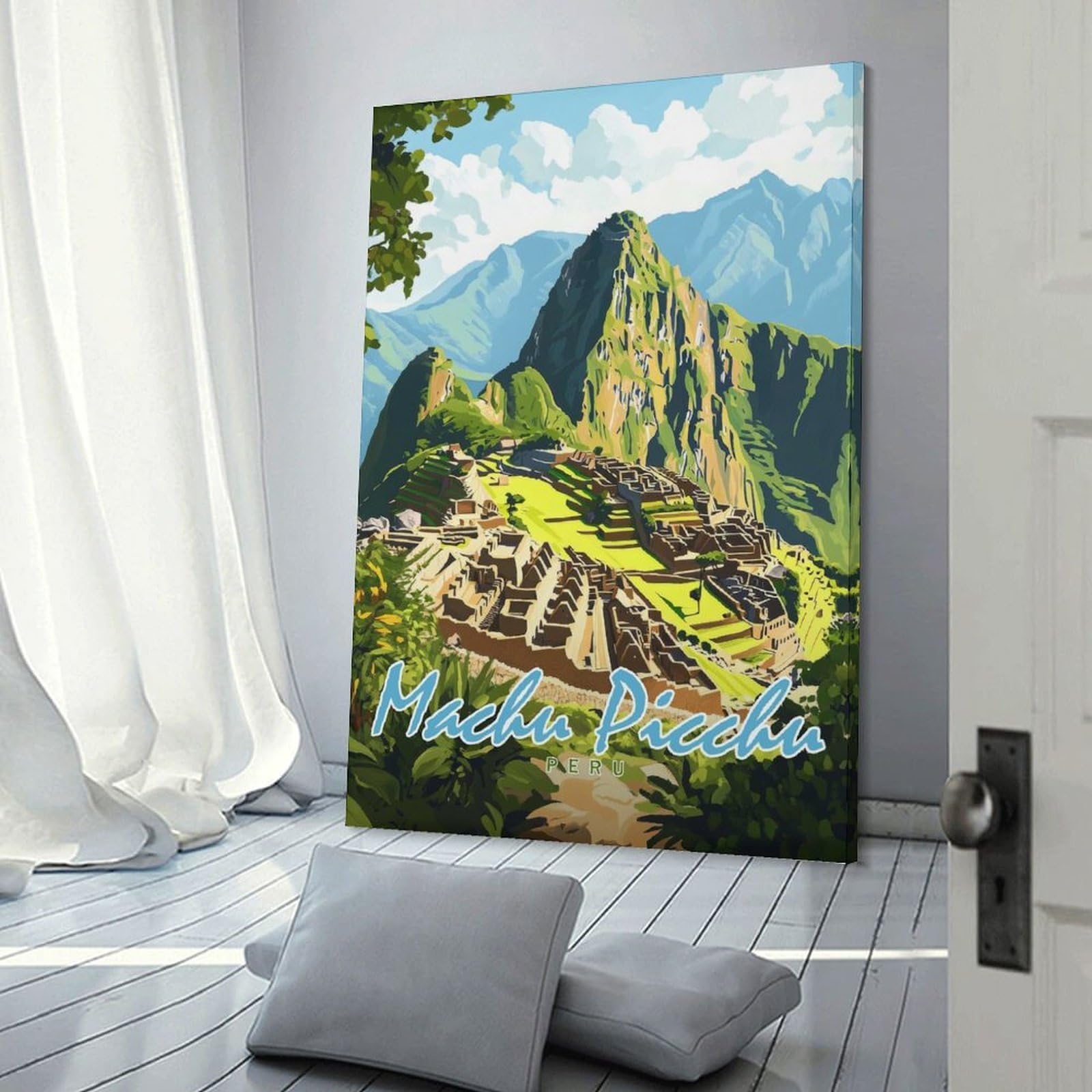 Junmoney Machu Picchu Peru Canvas Wall Decor, 24x36inch(60x90cm), for Office, Study Or Home Workspace, Wall Art That Adds Style to Work Areas