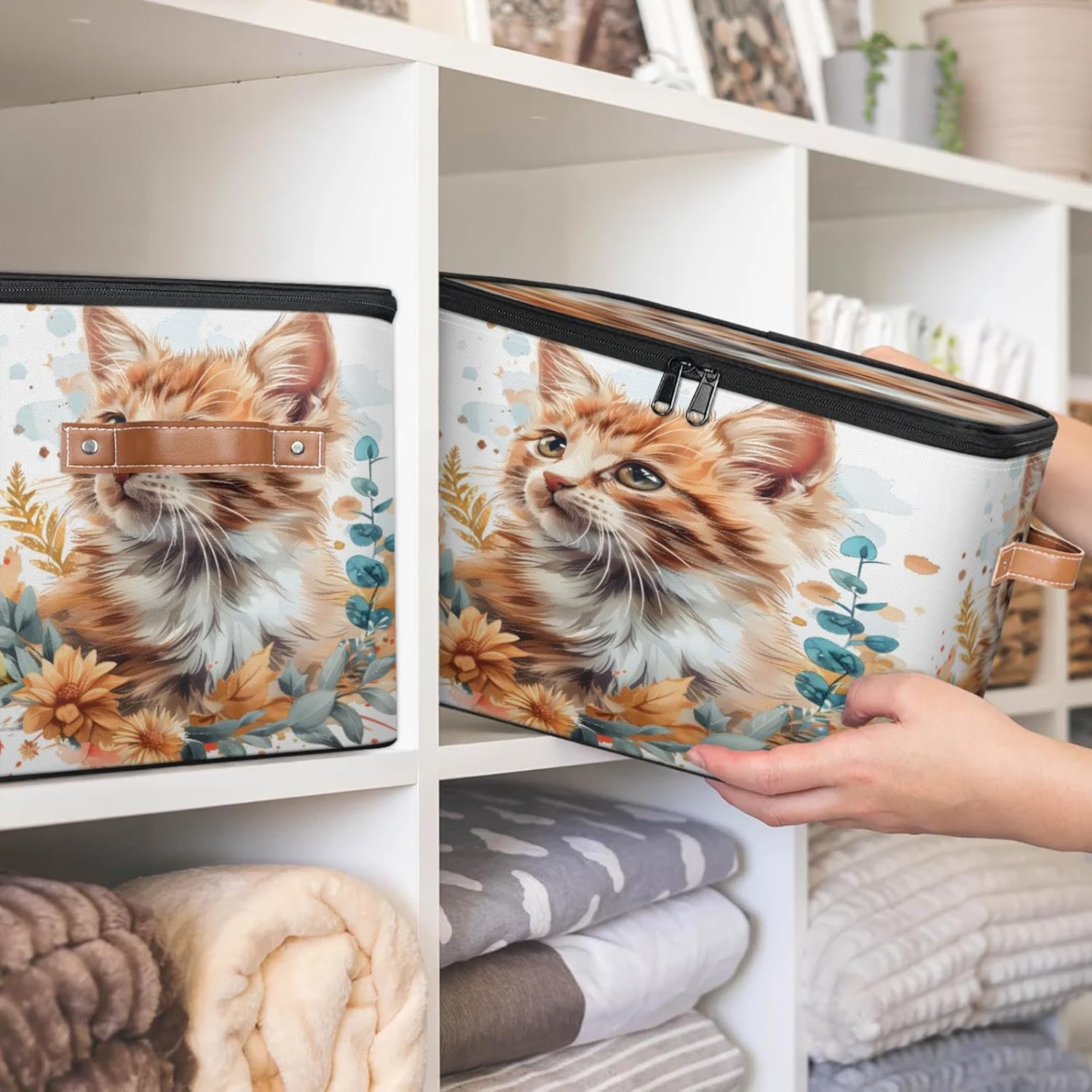 2-Pack Storage bins with lids - 26 quart organizer bins - Collapsible fabric storage bins with sturdy handles and double zipper tops - Versatile for home, toys, dorm rooms