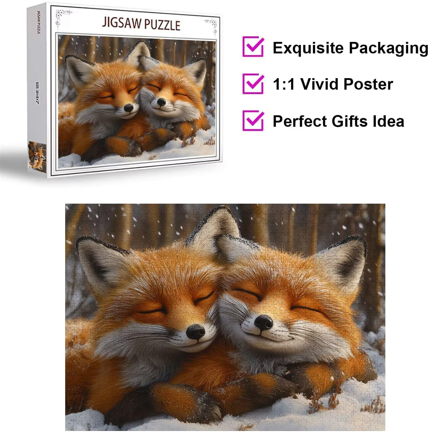 Puzzle dla dorosłych 4000 elementów trudne wyzwanie, lis, n-251 | Brainteasing Adult Jigsaws Winter Brainteasing Games Zwiększają kreatywność, prezenty 3D, relaks i rozrywka