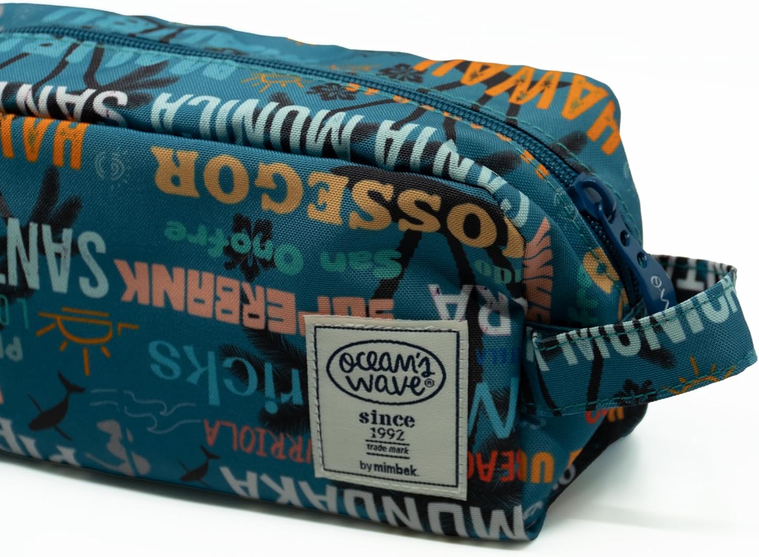 Ocean's Wave - Toiletry Bag for Large Items - Measures 10 x 23 x 12 cm - Travel Toiletry Bag with 1 Zip, 2 Compartments and Side Handle - Unisex Design, Blue, Malibu - Blue, Blue, Malibu - Blue