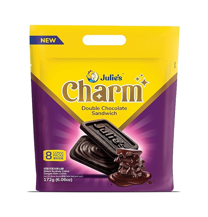 Julie's Charm Double Chocolate Sandwich Biscuit 8 Packs, 172g Amazon