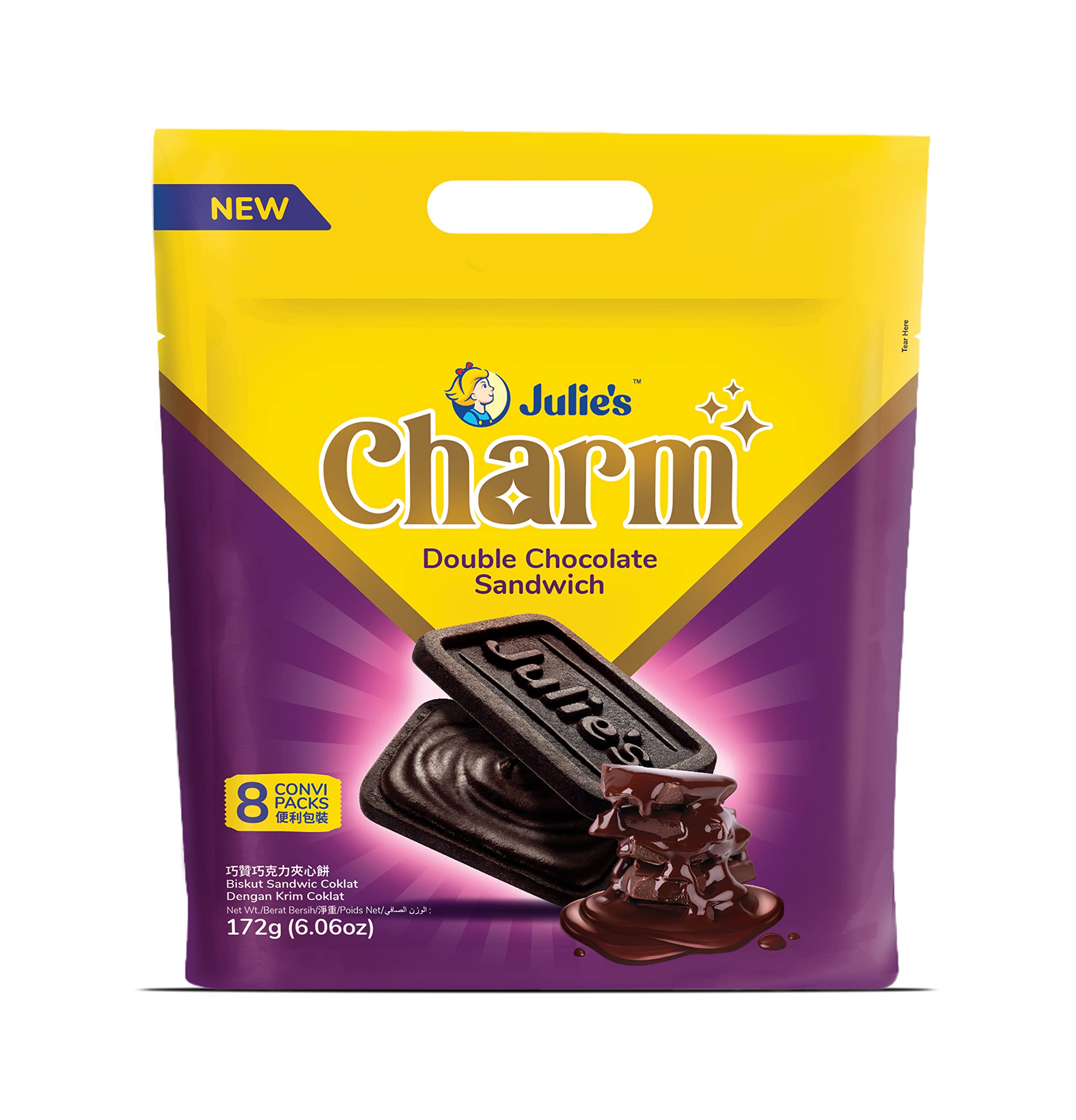 Julie's Charm Double Chocolate Sandwich Biscuit 8 Packs, 172g