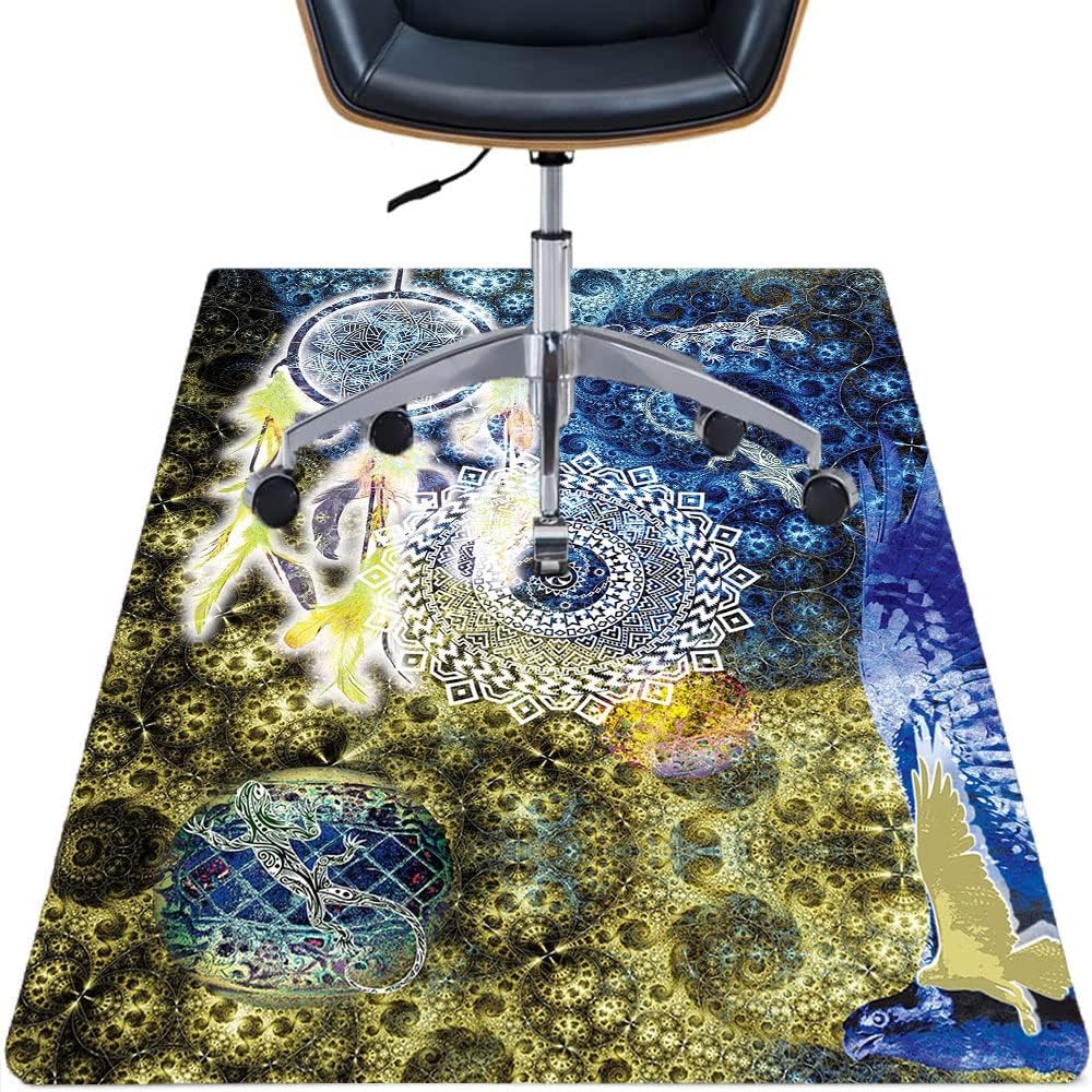 Mandala Office Desk Chair Mat, Mandala Tribal Art with