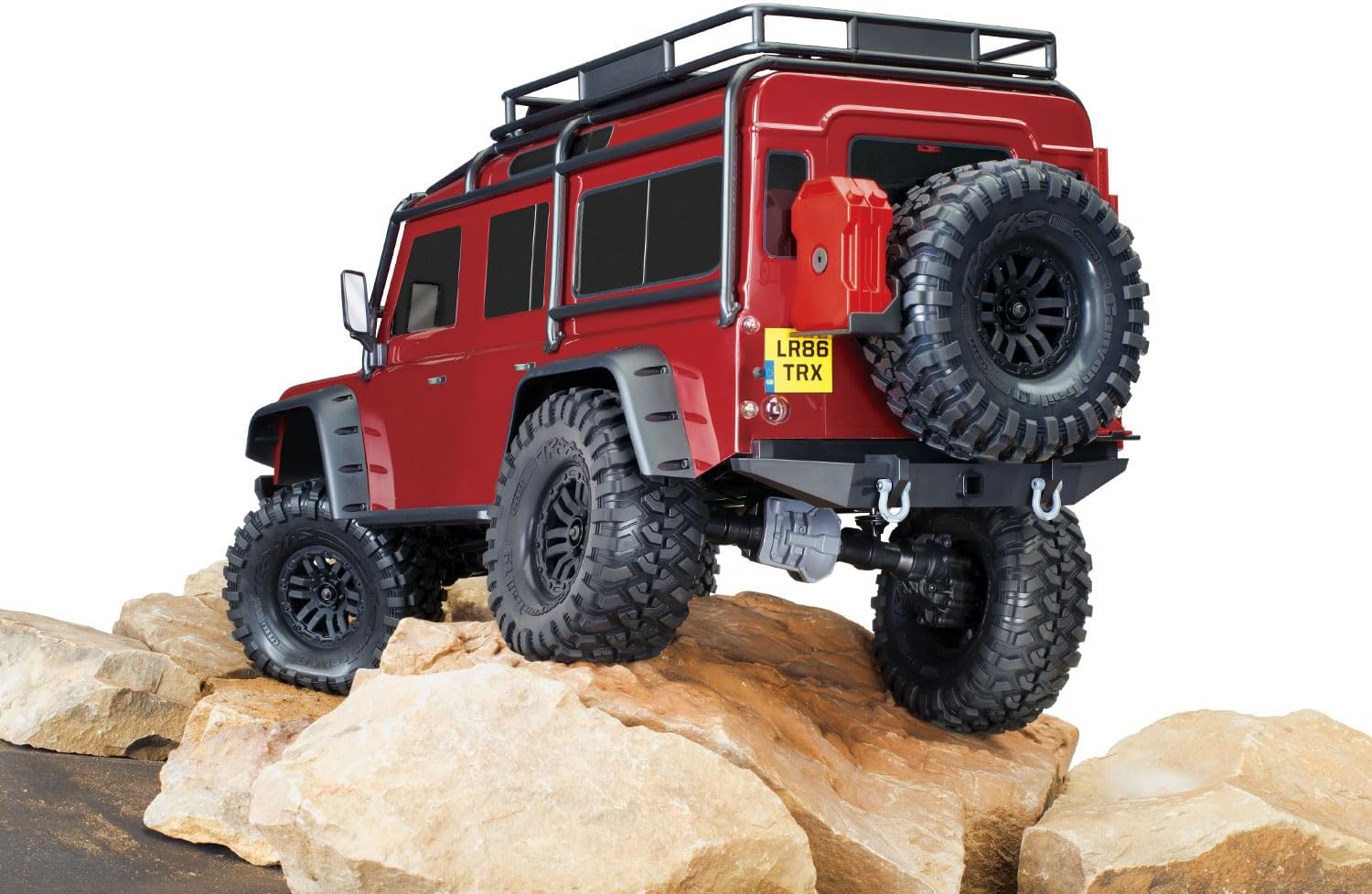 Rear view of Traxxas TRX-4 on rocks