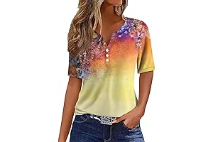 Womens Summer V Neck Pullover T Shirt Casual Short Sleeve Blouse