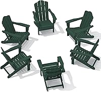 Vista 238 de KINGYES - Silla Adirondack plegable, sillas de patio de polietileno de alta densidad para todo tipo de clima, silla de césped con textura de madera