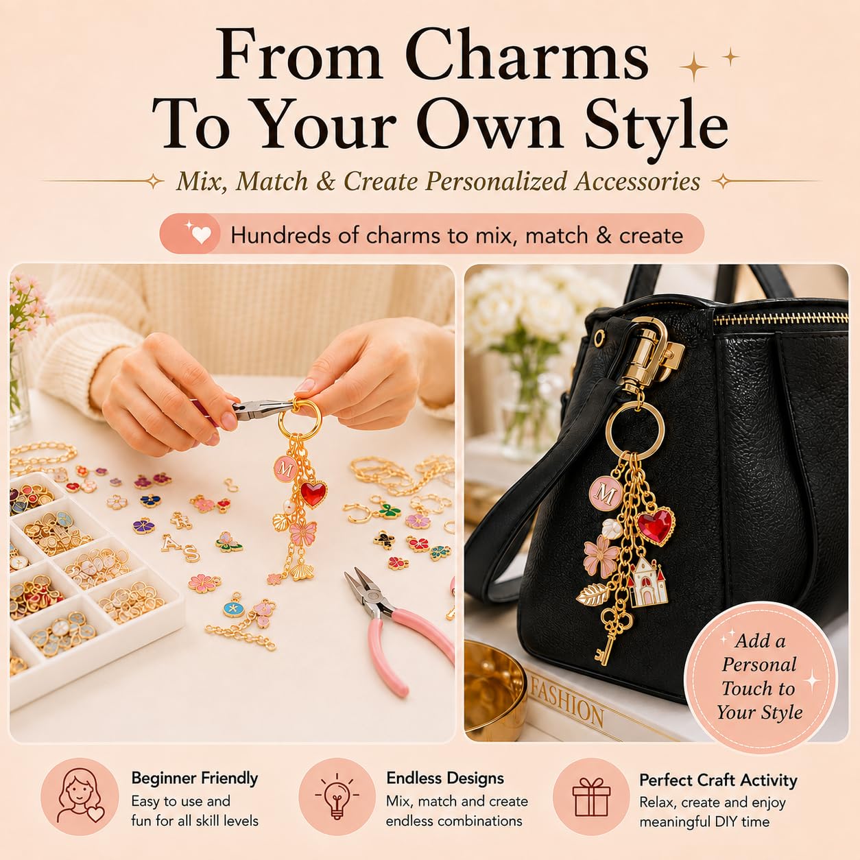 DIY Keychain Making Kit - 341 Pcs Charms & Tools -3