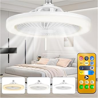 Led Light Ceiling Fan - 3 Different Light Modes, 3 Level Powerful Fan Modes, Remote Control, Quiet Operation, Adjustable Brightness Adjustment, Easy Installation, Led Light Ceiling Propeller Fan [Energy Class A++]