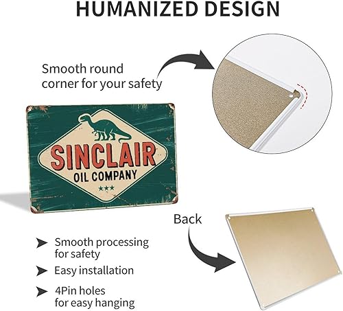 Miniatura 7 de Sinclair Dinosaur Oil Company - Cartel de hojalata vintage retro Sinclair Oil Company de dinosaurio, adecuado para habitación, baño, cueva, bar,