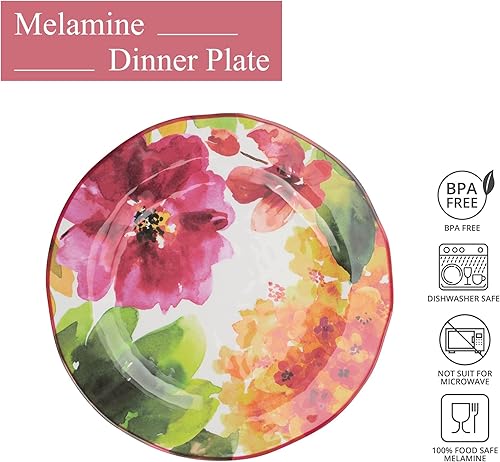 Miniatura 6 de UP ware - Juego de platos llanos de melamina de girasol, platos en forma de flor para plato principal, pasta y ensalada, sin BPA, aptos para