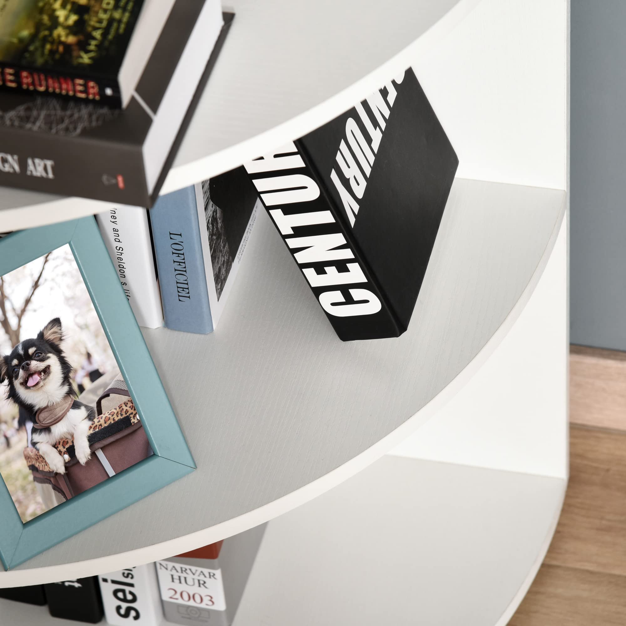 HOMCOM Libreria ad Angolo 4 Ripiani a Muro e Parete Legno 39.5x39.5x120cm Bianco