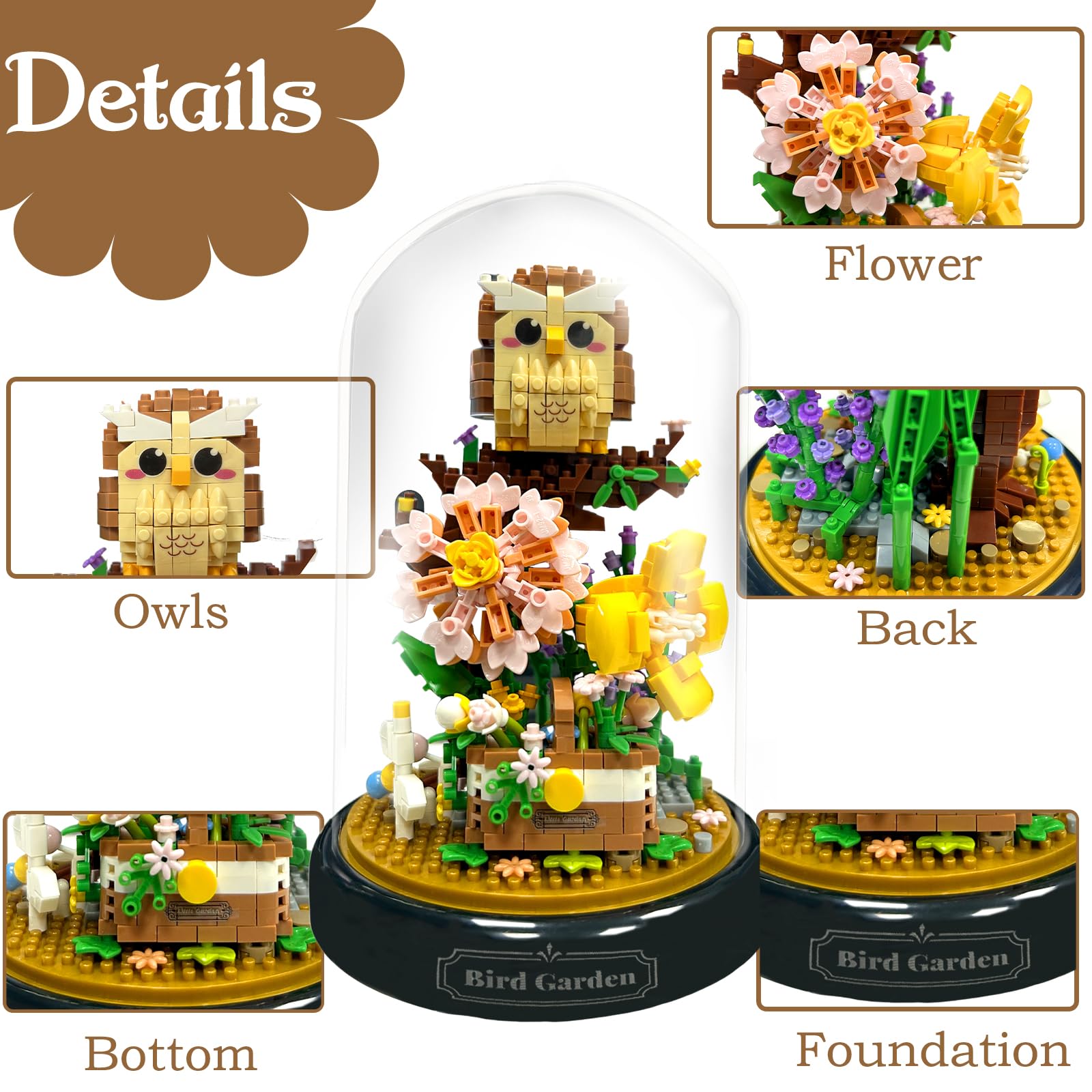Felicify Flower Bouquet Building Sets, 1123pcs Flower Bouquet and Animal Building, Botanical Building Blocks with Cover - Image 3
