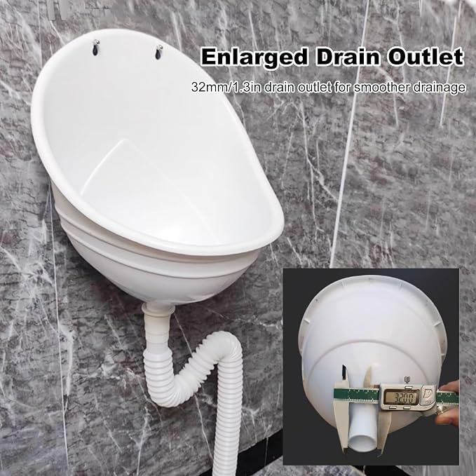 Orinal para hombre sin agua, montado en pared, plástico PP, portátil miniatura 3