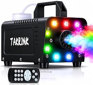 TAKRINK Machine à Fumée 900W 8 LED RGB avec Télécommande 300ML | 4 Effets Lumineux, Fumée Dense, éclairage Séparables, Huile à Fumée non Incluse, DJ Mariage Halloween Fête et Spectacle - Amazon product rated Grade A
