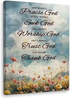 WODMIS Christian Wall Decorations Framed Canvas Art, Inspirational Bible Verses Religious Scripture Floral Decor Canvas Home Decorations for Church Bedroom Living Room Wall Decor 11x14