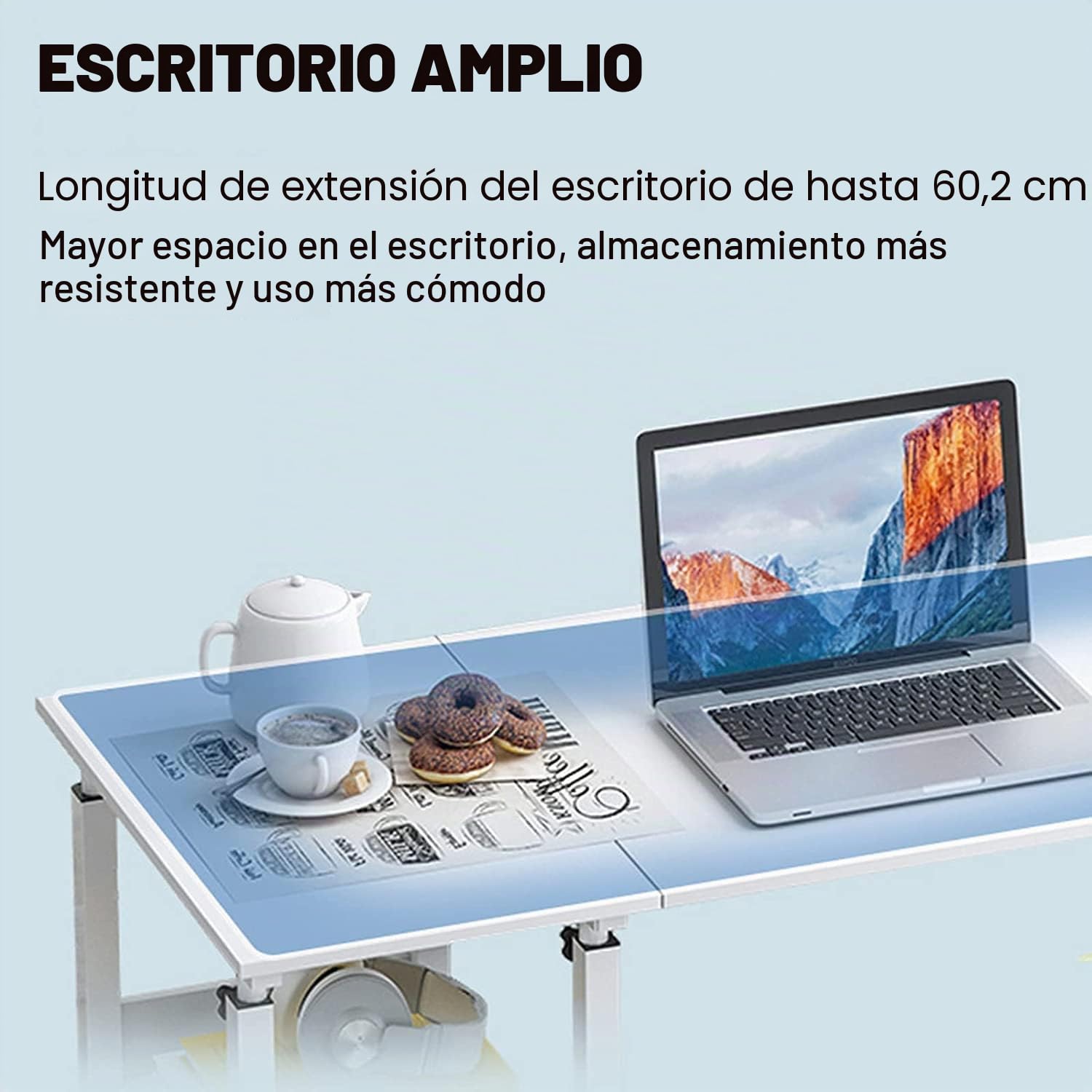 Mesa Auxiliar, Mesa de Cama con Ruedas, Mesita de Noche Médica, Mesa de Cama de Hospital Plegable de Doble Propósito con Cajón, Altura Ajustable: 70~88cm