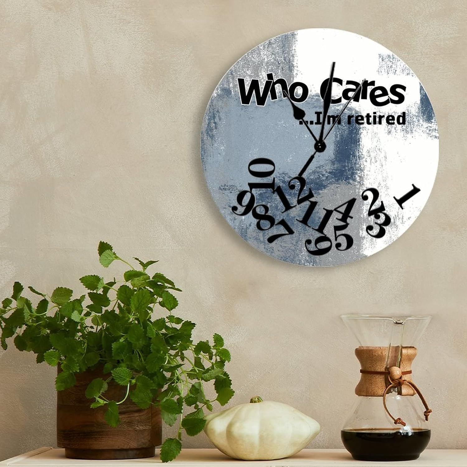 Beach Wood Clock Retirement 12 Inch Wall Clocks Battery Operated Who Cares I'm Retired Clock Silent Beach Decor Rustic Home Decor Wall Decor for Living Room Kitchen Bedroom Office Retirement Gift