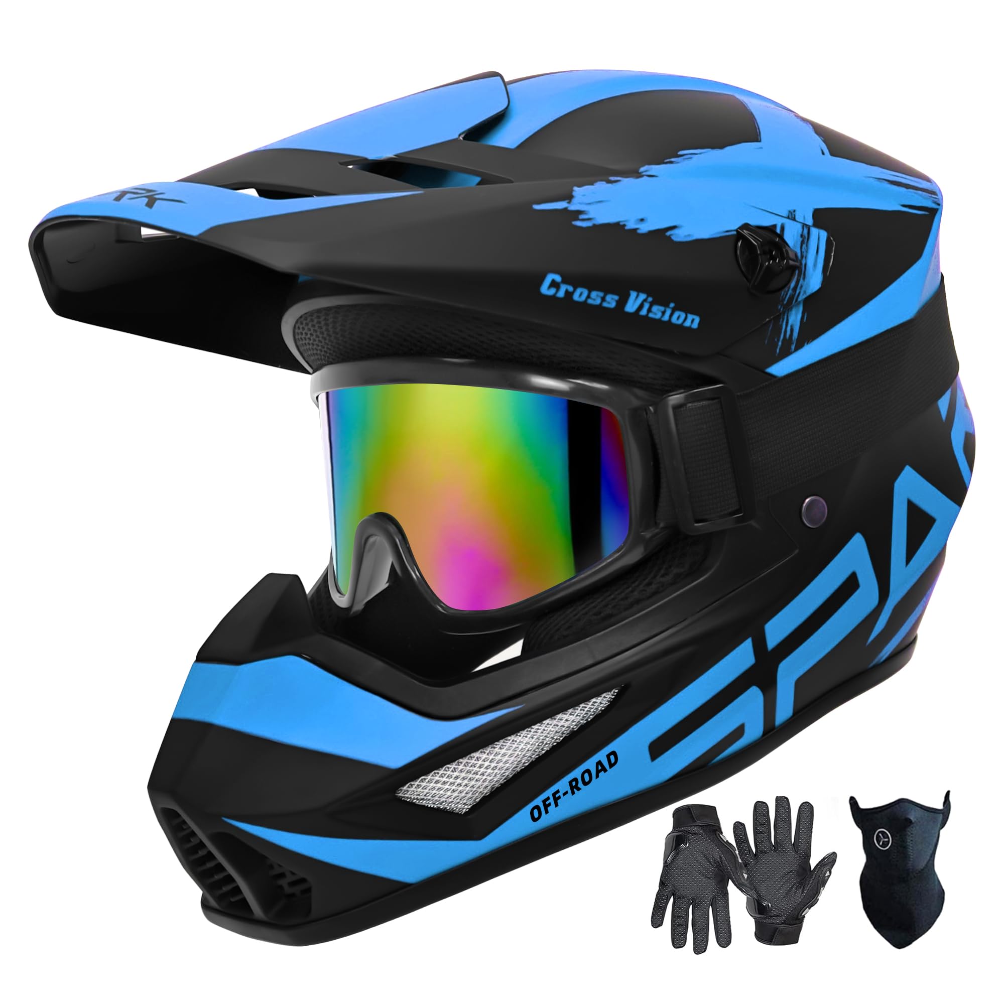 Photo 1 of Adult ATV Dirt Bike Helmet DOT Approved,Motorcycle Helmet(Blue, Large)
