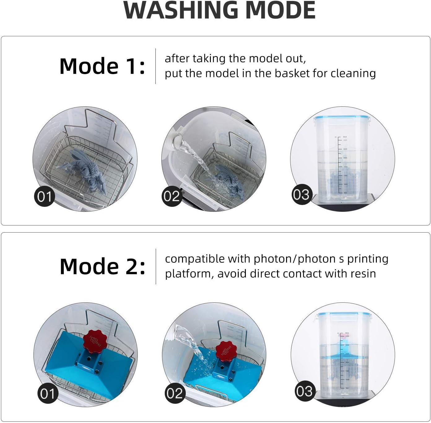 ANYCUBIC Wash and Cure Machine 2.0, 2 in 1 UV Washing and Curing Station for ANYCUBIC Photon Mars LCD/DLP/SLA 3D Printer Models, with Rotary Curing Turntable and Washing Bucket