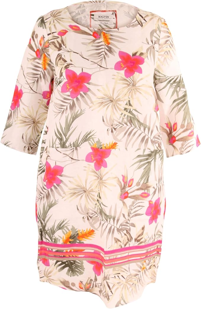 Open End - Sommerliches Leinenkleid buntes Leinen Kleid (Coral, 52) :  Amazon.de: Bekleidung