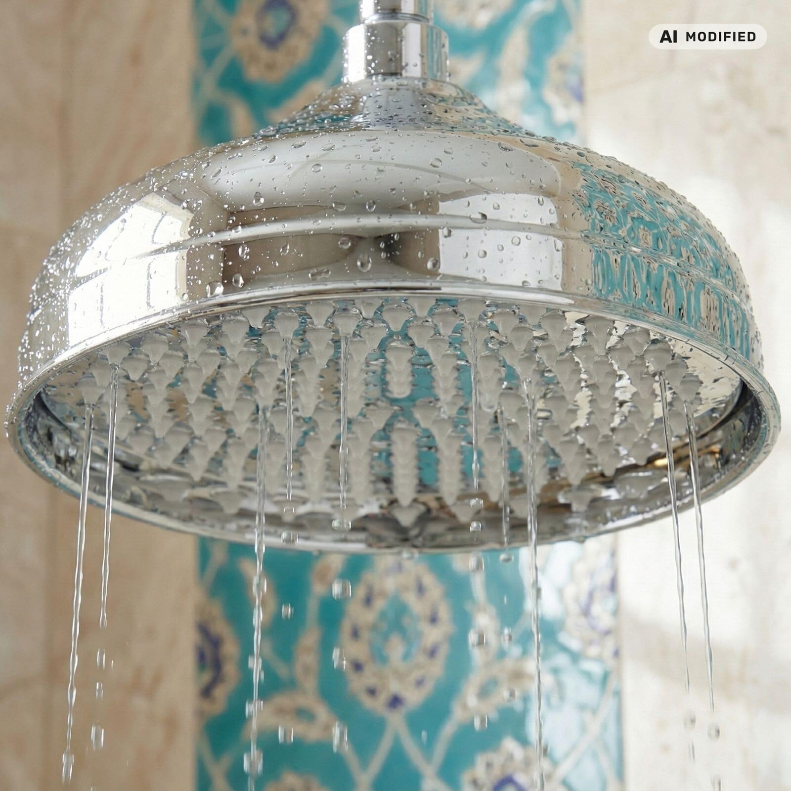 Cabezal de Ducha Estilo Retro 20 cm, Latón, Acabado Cromado, Junta Esférica de 1/2", Boquillas Antical