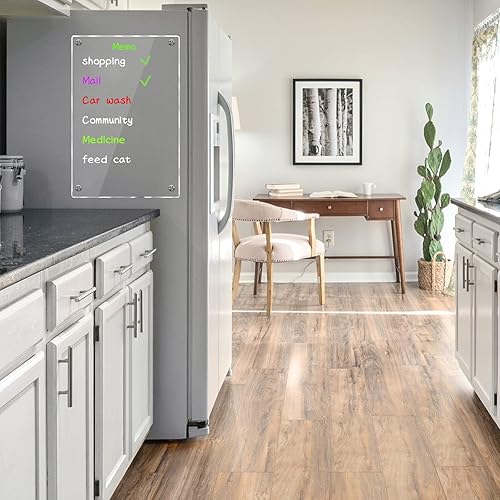 Miniatura 7 de JonXon Pizarra magnética acrílica de borrado en seco de 8 x 12 pulgadas para refrigerador, calendario magnético de acrílico transparente para