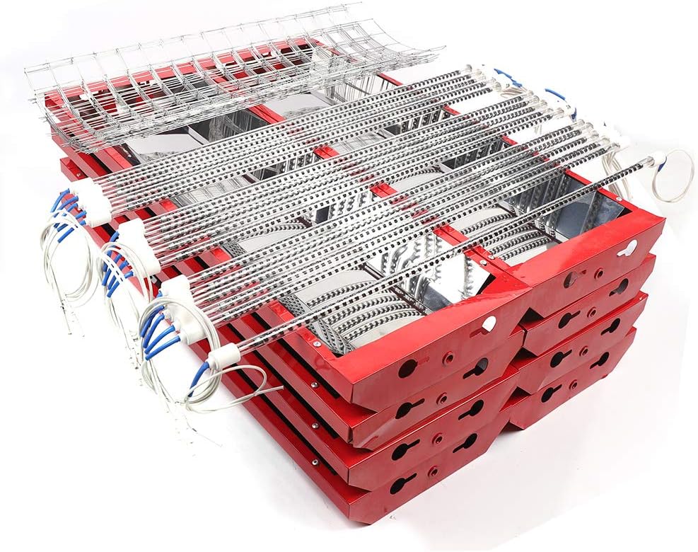 8pcs Infrared Paint Lights, 2000W Baking Infrared Paint Curing Lamp, Infrared Paint Remover for Automotive Spray Baking Room, Red & Silver