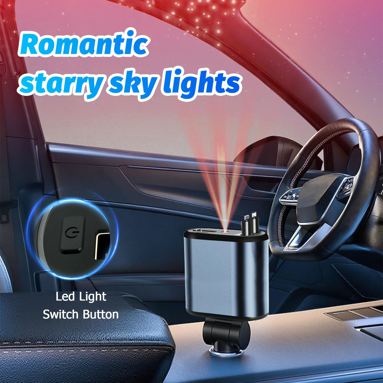 120W 4-in-1 Autoladegerät Mit Sternenhimmel-Projektion - Inklusive 2 Einziehbaren Kabeln