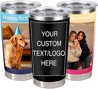 Personalized Coffee Tumbler 20oz with Lid Straw Stainless Steel Custom Mug with Text Photo Insulated Travel Coffee Cup Back to School Gift for College Students Teachers Freshman Dorm Essentials