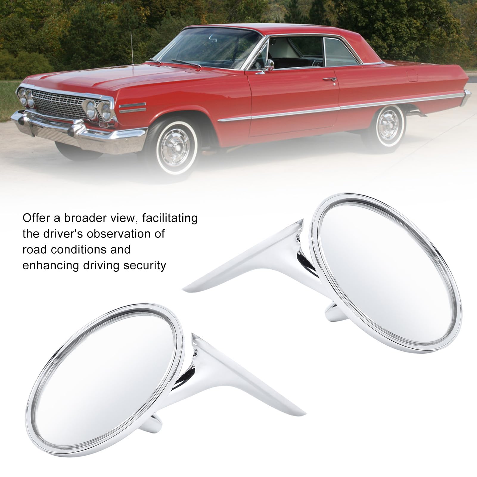 Specchietti Retrovisori Rotondi Classici per Auto d'epoca, OE 654394765672, Adatti per Modelli Impala, Corvair, Biscayne, Bel Air, Nova