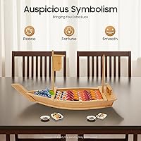 Vista 3 de Bandeja para barco de sushi de 31.5 pulgadas, bandeja de mariscos, bandeja de aperitivos, plato para servir comida para restaurante, servicio