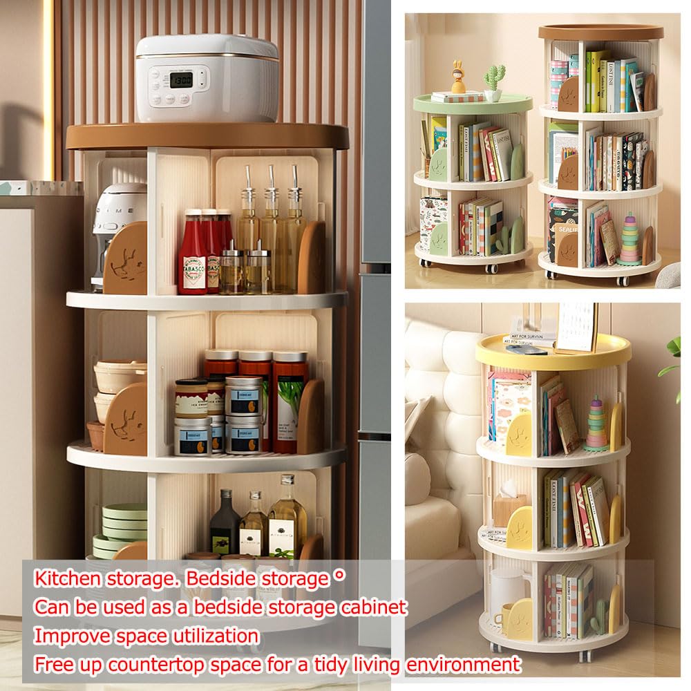 4 Tier Roterende Display Boekenplank 360° Uniek Draaibaar Opbergrek voor het Draaien Kleine Boekenkast Ideaal voor Slaapkamer Woonkamer (Kleur: Eiken, Maat: 46 * 129 cm