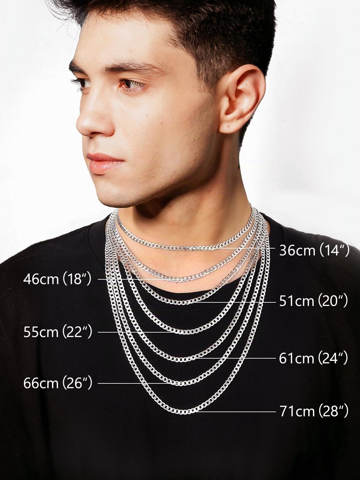 Silvora Collana Catena Argento 925 Uomo, 3mm/5mm Collana Uomo Argento Lunga 36-71cm, Catenina Cubana Figaro Ragazzo Necklace for Men HipHop Idee Regalo per Compleanno Anniversario Natale