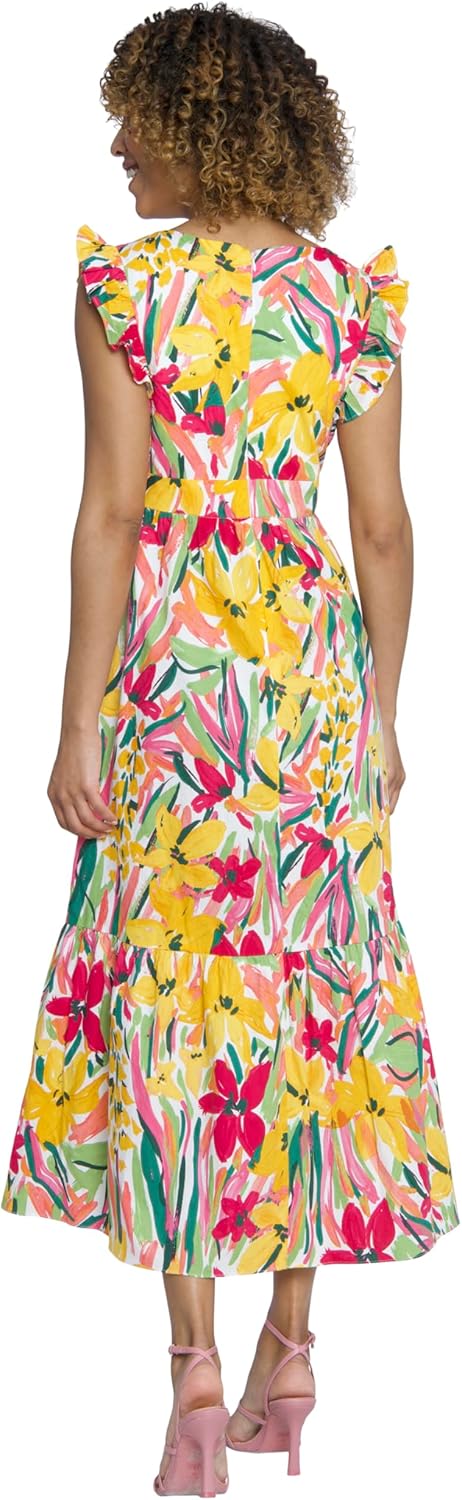 Maggy London Womens Women's Cocktail Dress with V-Neck, Ruffle, Pockets Maxi | Summer Dresses for Women - Image 3