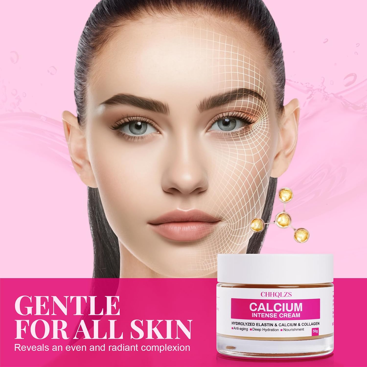 Calcium Intense Cream, Calcium Volume Multi Balm, Daily Firming Moisturizing Cream for Deep Wrinkles on Eye, Niacinamide & Hydrolyzed Elastin Anti-Aging Lifting Face Cream for Skin 50ml (1.69 fl oz)