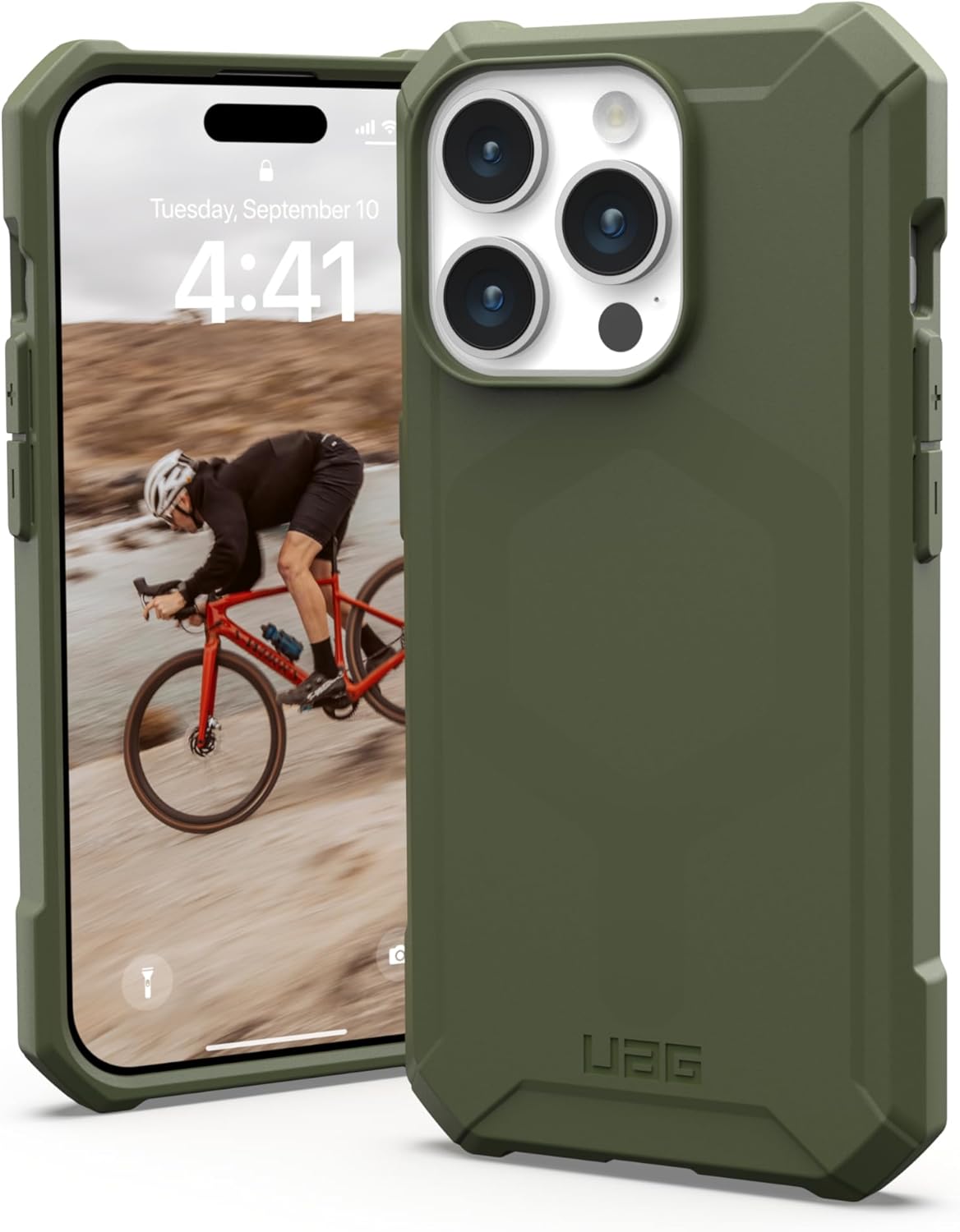 URBAN ARMOR GEAR UAG Compatible with iPhone 15 Pro Case 6.1" Essential Armor Olive Drab Built-in Magnet Compatible with MagSafe Charging Rugged Military Grade Protective Cover