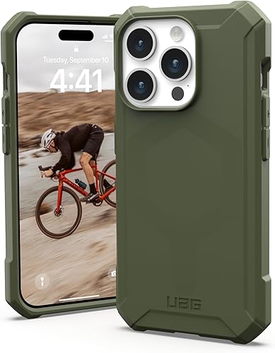 URBAN ARMOR GEAR Funda UAG versión actualizada Compatible con iPhone 15 Pro de 6.1 pulgadas, Essential Armor Olive Drab imán integrado compatible
