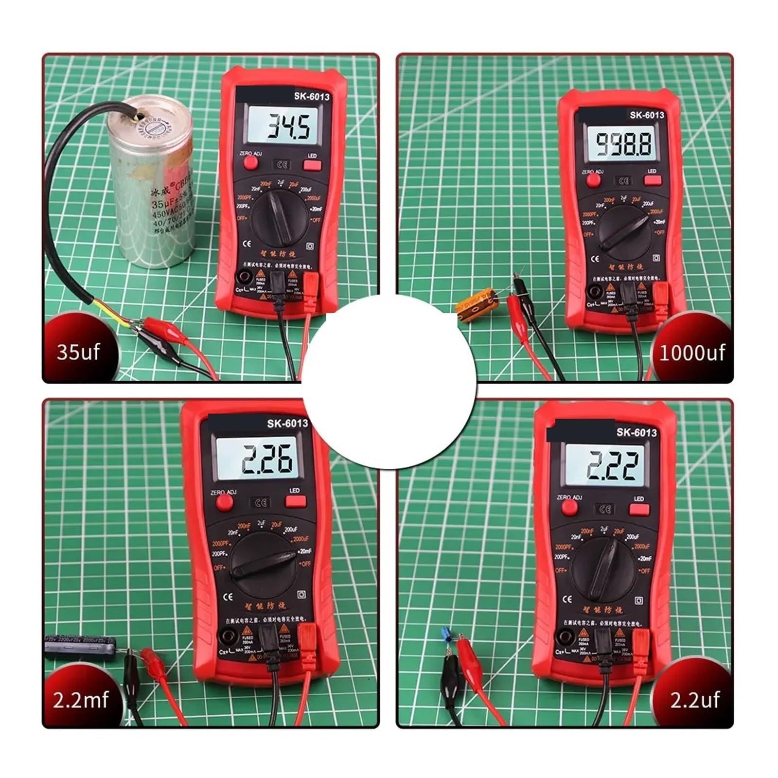 Tester Kabli Sieciowych, Cyfrowy Tester Pojemności SK-6013 20000μF | Analizator Kondensatorów, Liczniki Z 1999 R., Multimetr Elektryczny(SK-6013 red)