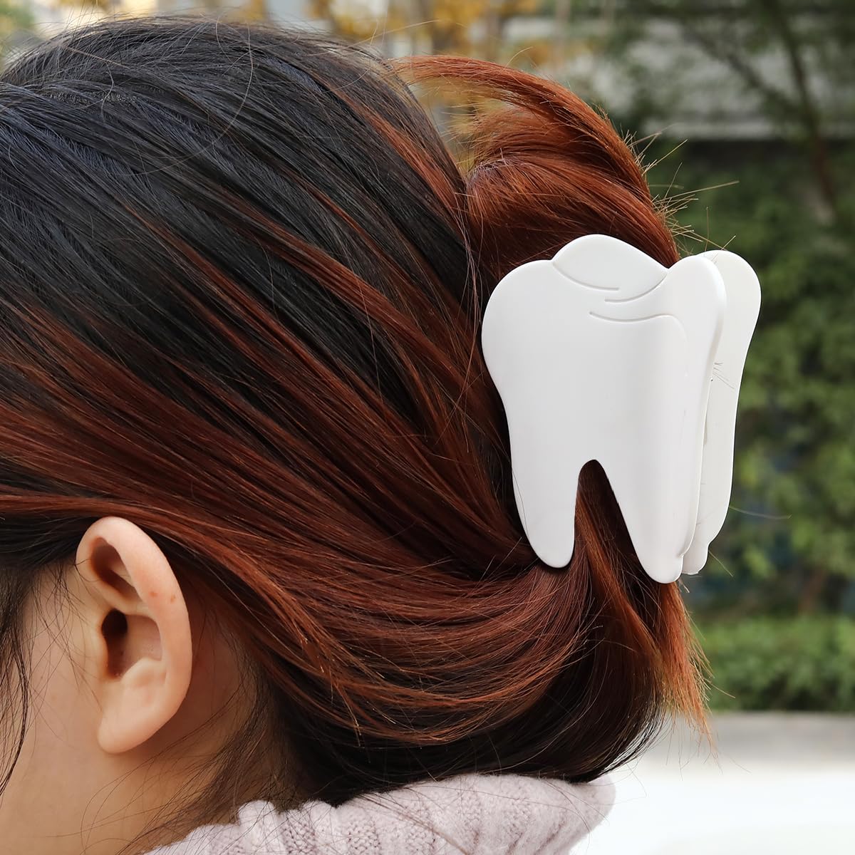 Pinza para el pelo de acetato de dientes blancos personalizable, pinza para el cabello creativa para médico oral, estomatología, regalo para mujeres y niñas