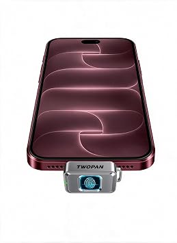 TWOPAN Nano SSD 256GB, External SSD Storage USB C Flash Drive with Fingerprint Lock, Up to 450MB/s, Design for iPhone 18/17/16, MacBook, iPad, Steam Deck, PS5, Selfie Stick, Android, Travel & Backup