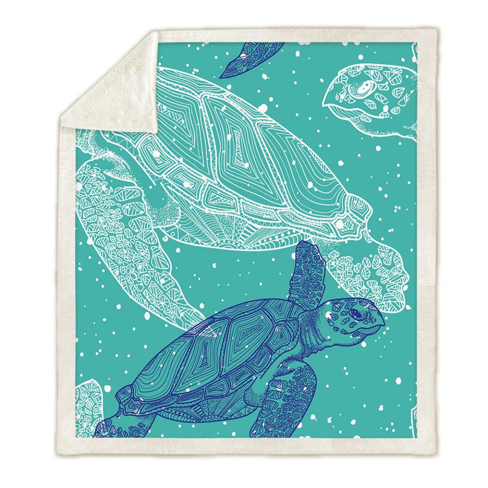 Couverture Sherpa tortue 150x130 cm en peluche épaisse pour adulte et enfant